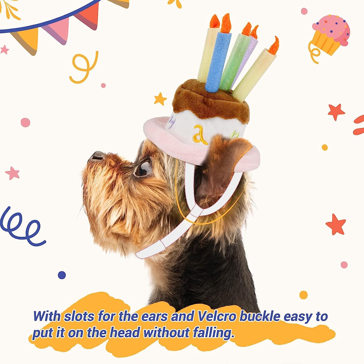 Pet Puppy & Cat Birthday Cake Hat,Holiday Pet Costume Cat Birthday Hat Small Dog Birthday Cake Hat Dog Birthday Party Supplies