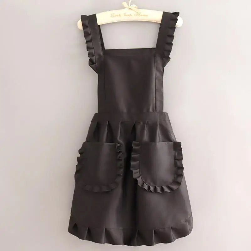 1Pcs Cute Korean Style Apron Female Nail Shop Kitchen Coffee Overalls Home Cooking Cleaning Sleeveless Apron