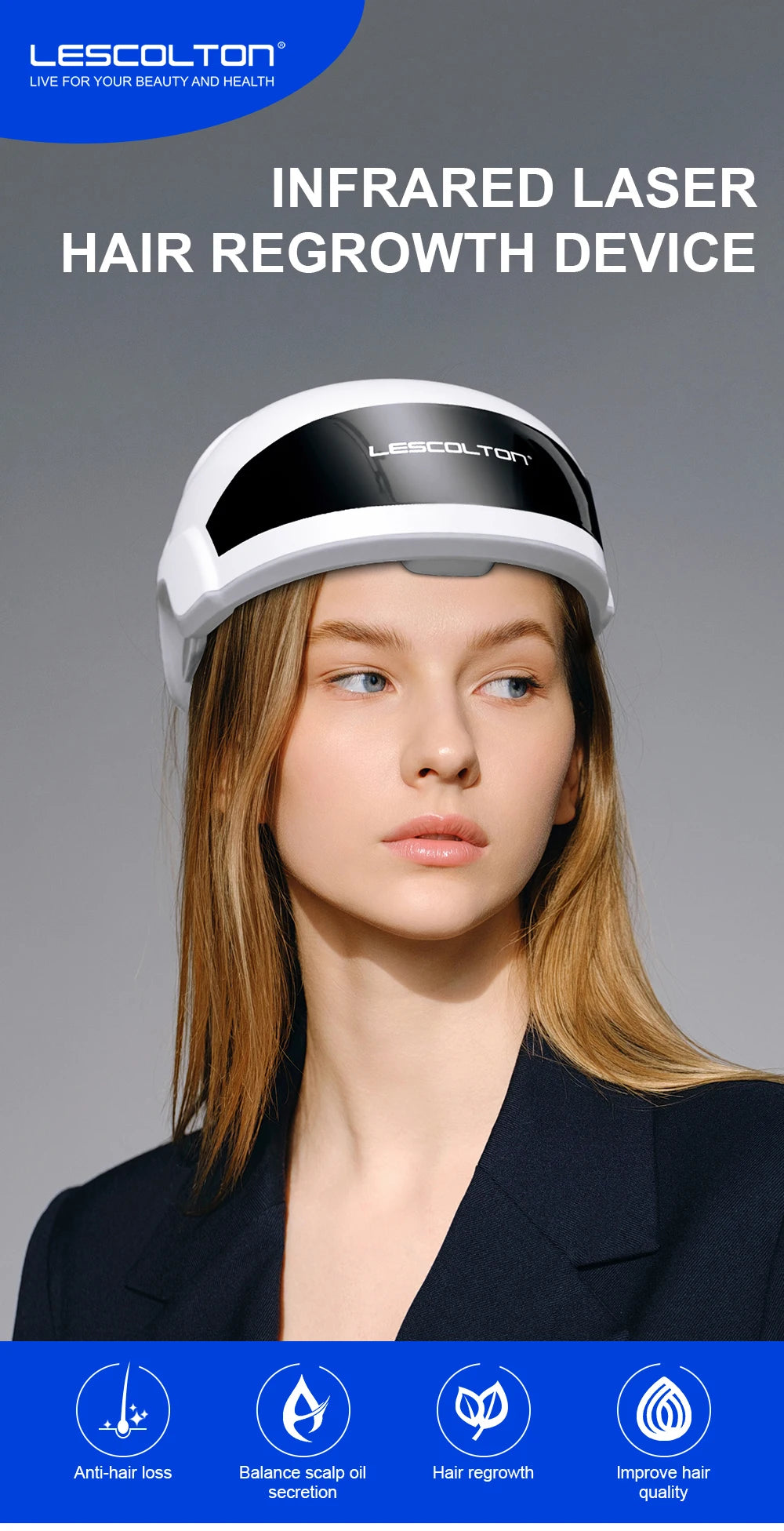 Lescolton Men Hair Growth Cap LLLT Helmet Laser Hair Regrowth Hair Loss Laser Treatment Hair Fast Growth Anti Hair Loss Device