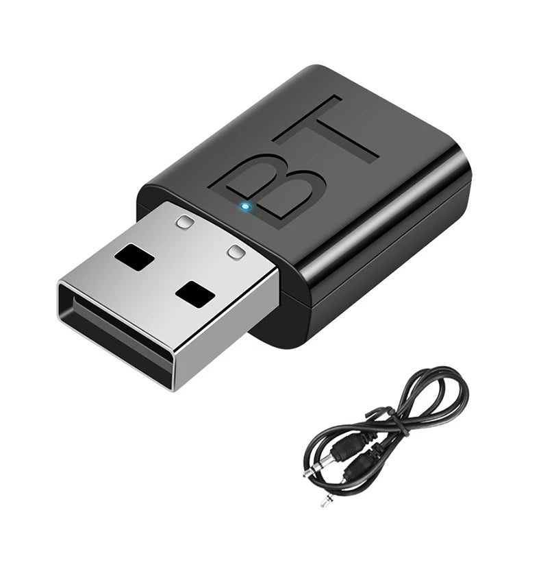 USB Bluetooth Receiver Transmitter Car Bluetooth 5.0 Audio Adapter TV Computer Wireless Bluetooth 2-in-1 Converter Plug and Play