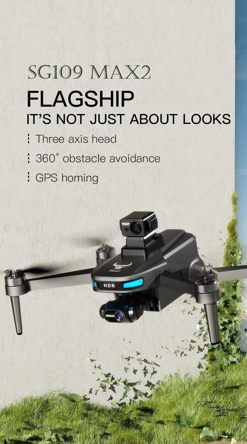 2024 New SG109 MAX2 Professional FPV Drone 8K Camera with 3-Axis Gimbal 4KM Brushless GPS Quadcopter Obstacle Avoidance RC Dron