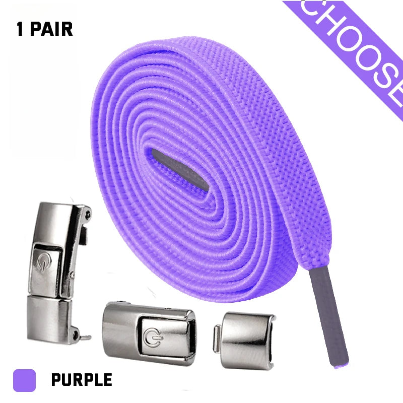 New Press Lock Shoelaces without ties Elastic Laces Sneaker 8MM Widened Flat No Tie Shoe laces Kids Adult Shoelace for Shoes