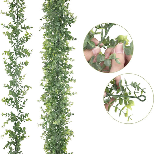 Plastic Eucalyptus Leaf Wedding New Year's Eve Christmas Decoration for Home Garden Living Room Wall Hanging Artificial Plants