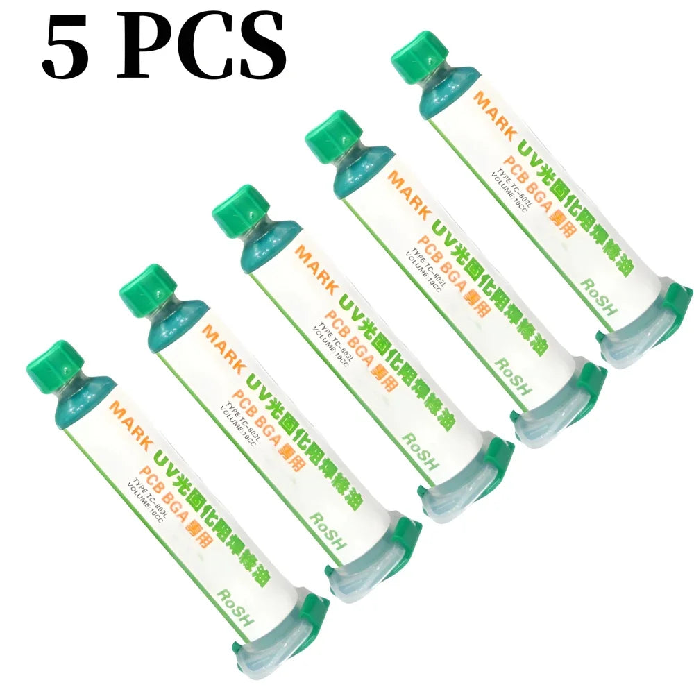1-5pcs 10CC UV Curing Solder Mask Ink Resistance Paste Green Oil for PCB BGA Circuit Board Protect Paint Electronic Repair Tools