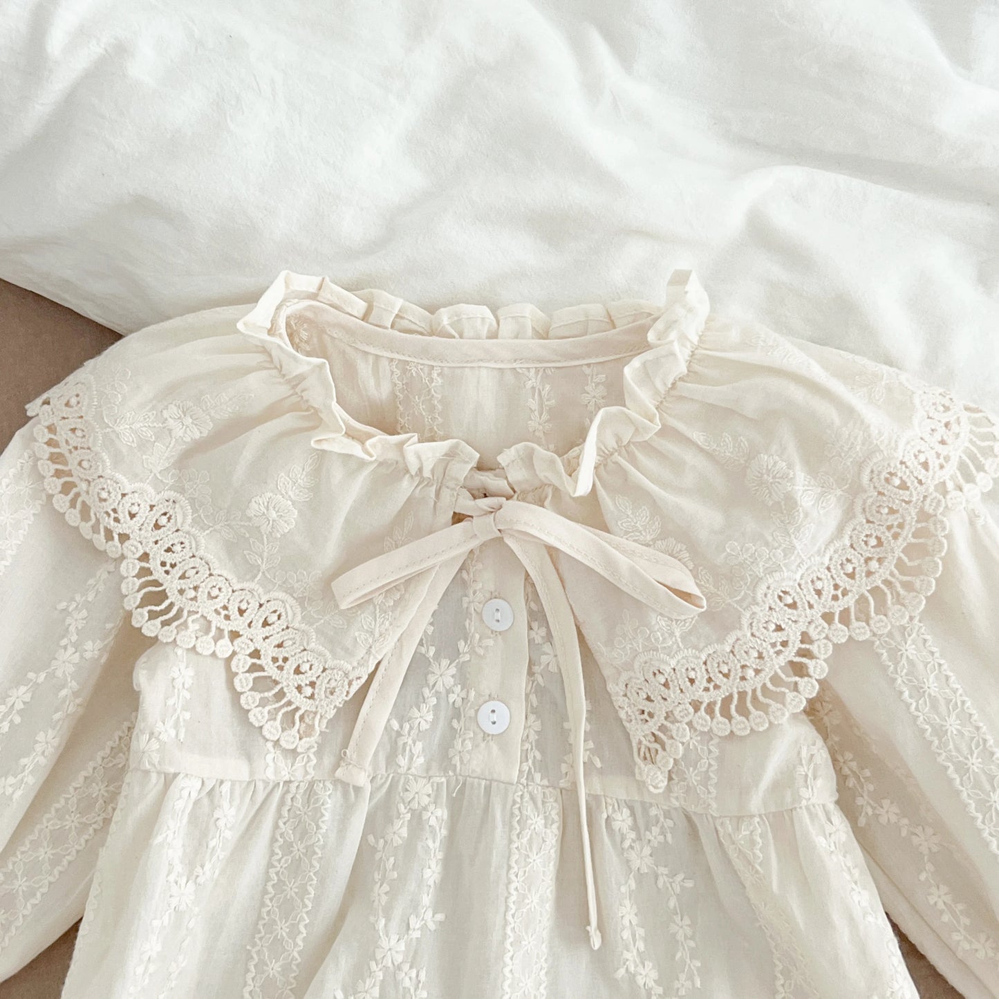 New Baby Girls Dress Girls Sweet Girl Dress Ruffle Trim Party Princess Dress Lace Collar Going Out Casual Dresses Little Clothes