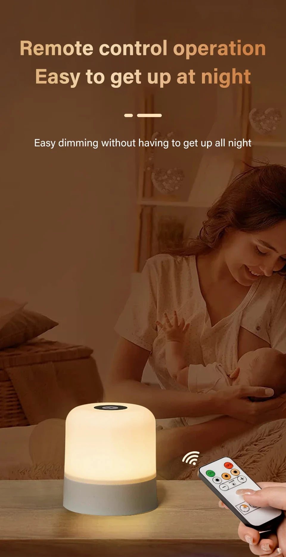 Touch Bedside Lamp Rechargeable RGB Night Light Remote Control Long Life Battery Bedroom LED Warm Desktop Decorative Lights