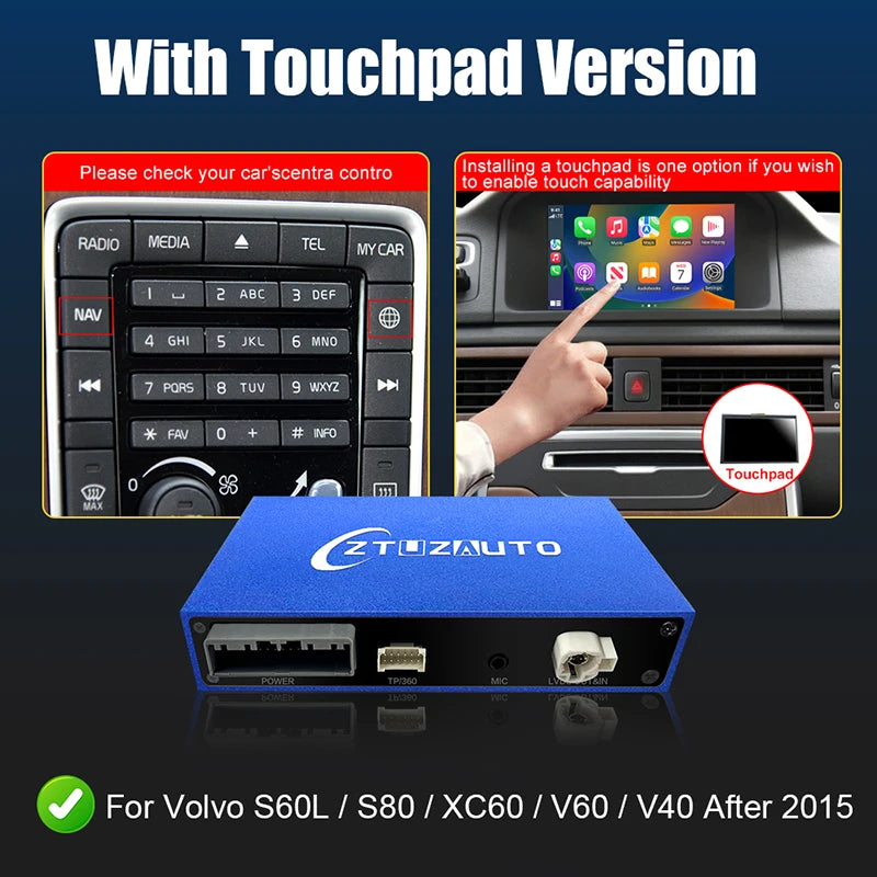 Wireless Apple CarPlay For VOLVO 7‘’ S60 S80 XC60 V60 V40 S60L 2015-2019 Car Play Android Auto Box Mirror Front View Rear Camera