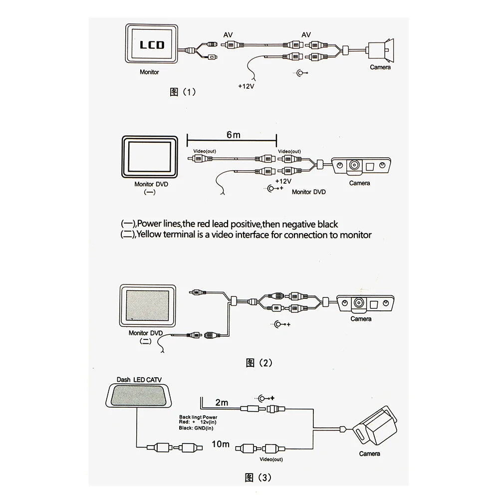 Car Reverse Rear View Camera High Definition Color Image Video Night Vision 120 Degree Wide Angle Cameras