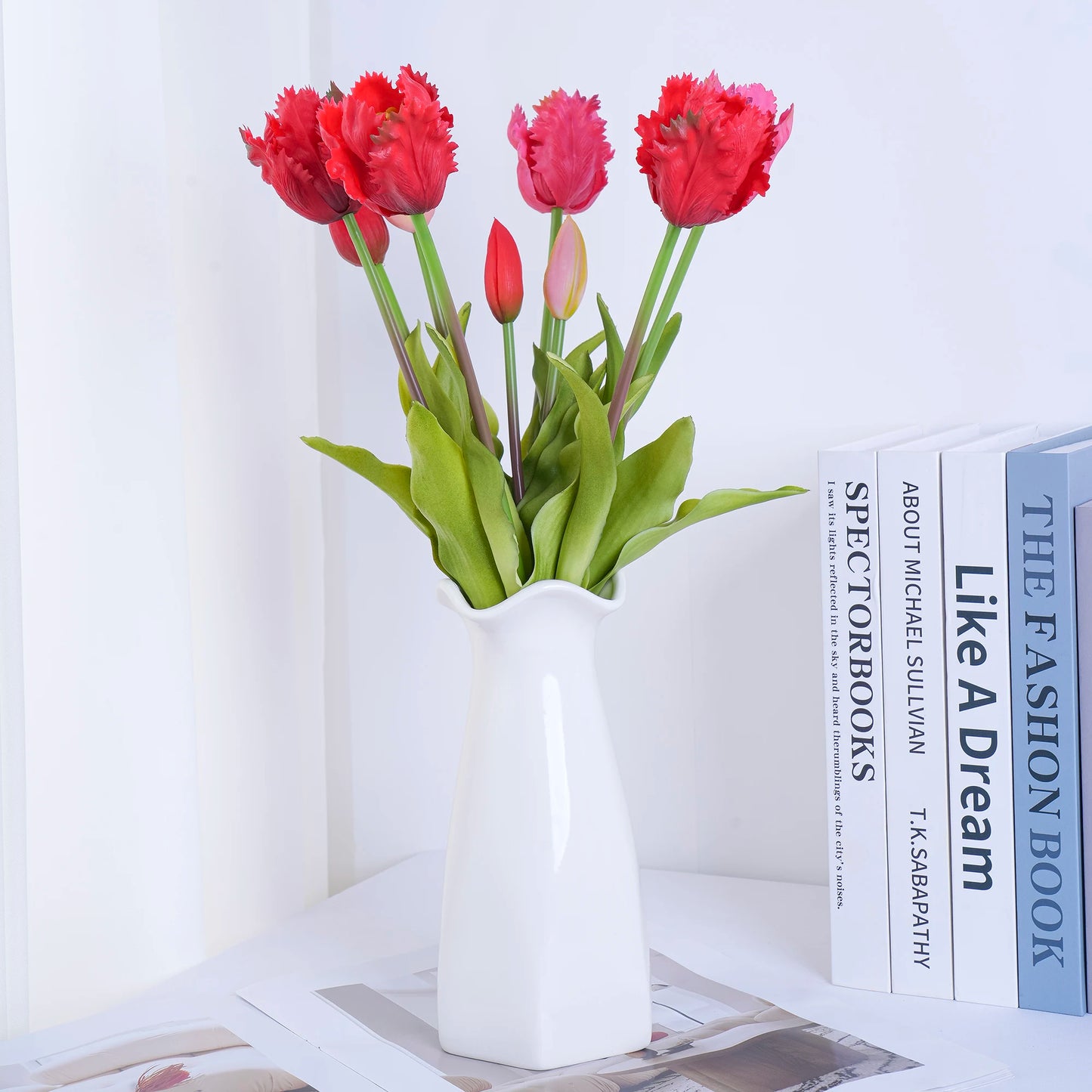 New Parrot Wave Tulip Silicone Artificial Flowers Soft and Comfortable Bouquet Home Room Living Room Desktop Floral Decoration