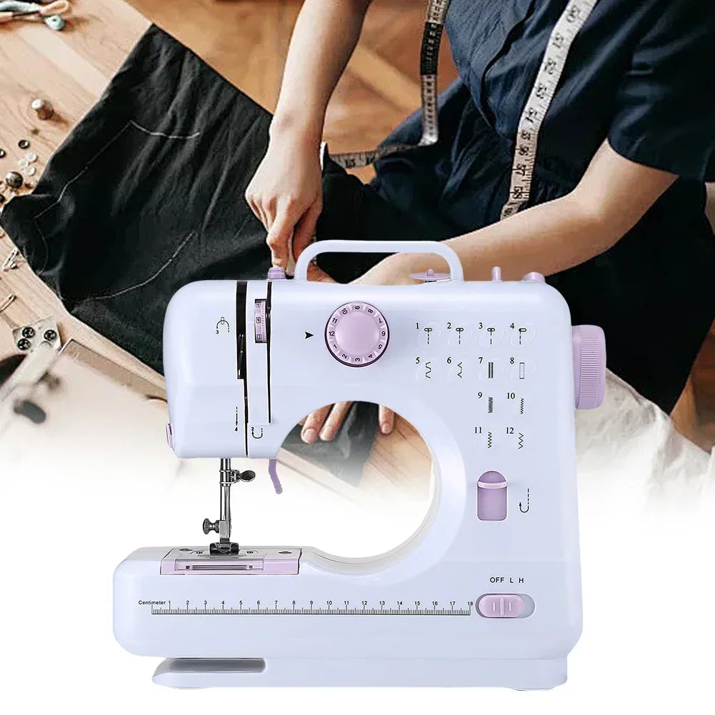 Portable Sewing Machine Mini Electric Household Crafting Mending Overlock 12 Stitches with Presser Foot Pedal Beginners