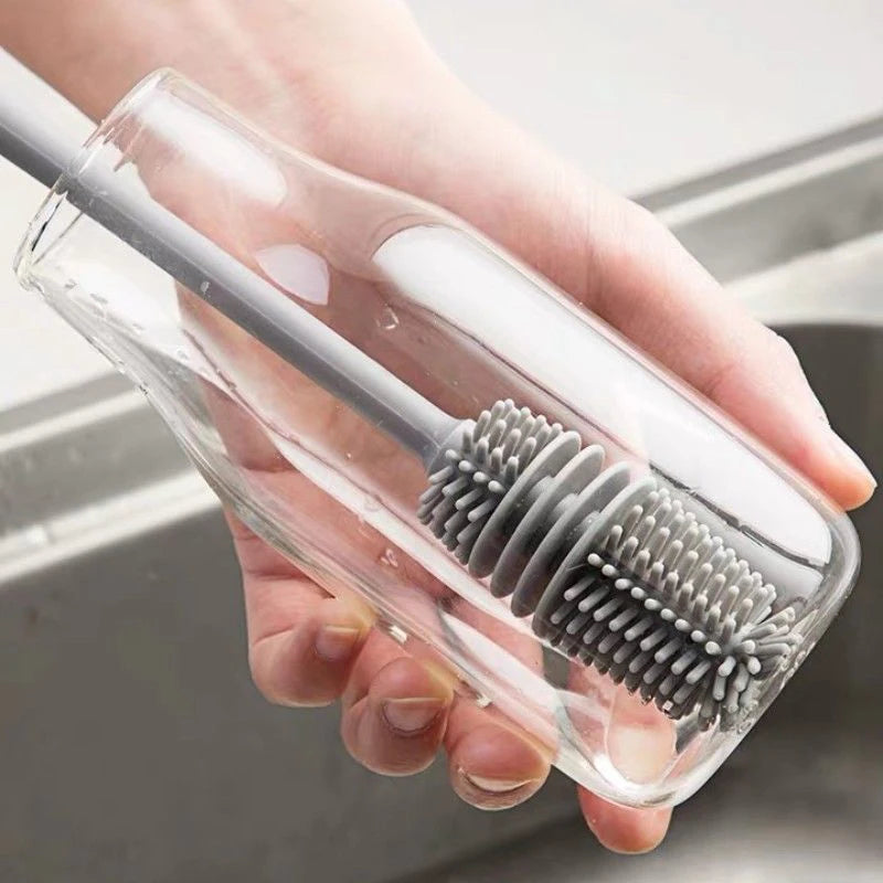 Silicone Cup Brush Scrubber Glass Cleaner Kitchen Cleaning Tool Long Handle Drink Wineglass Bottle Glass Cup Cleaning Brush