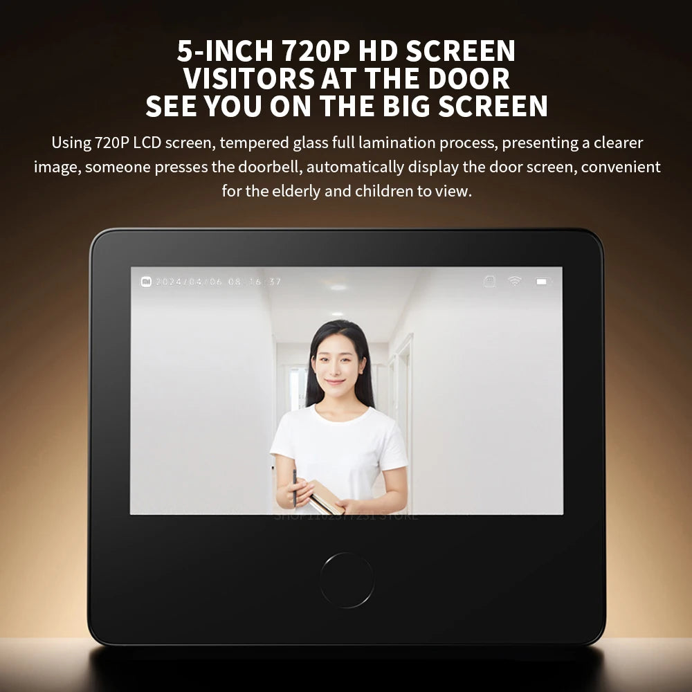 Xiaomi Smart Cat Eye 2 HDR 5-Inch 720P Screen 3MP HD Camera 180° Wide Angle Lens 940nm Infrared Night Vision Intercom Doorbell