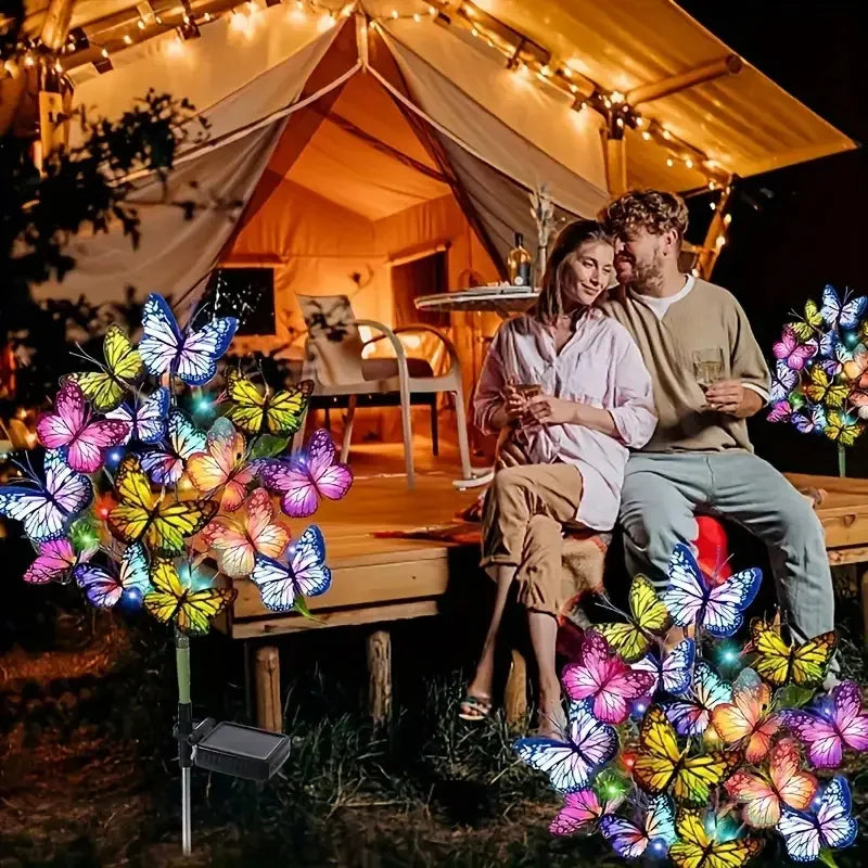 LED Solar Butterfly Flower Light Garden Waterproof Decorative Simulation Butterfly Lawn Lamp For Outdoor Yard Landscape Lighting
