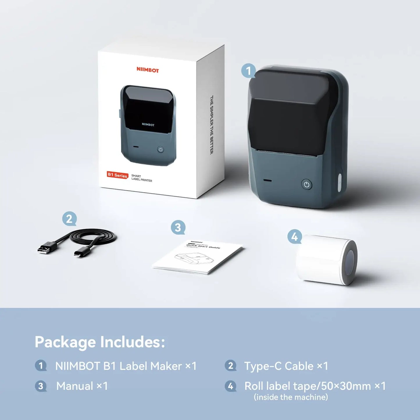 Niimbot B1 Mini Label Printer Adhesive Portable Printer 2 Inch Thermal Paper Round Labels Maker Machine For Tag Cable Printing