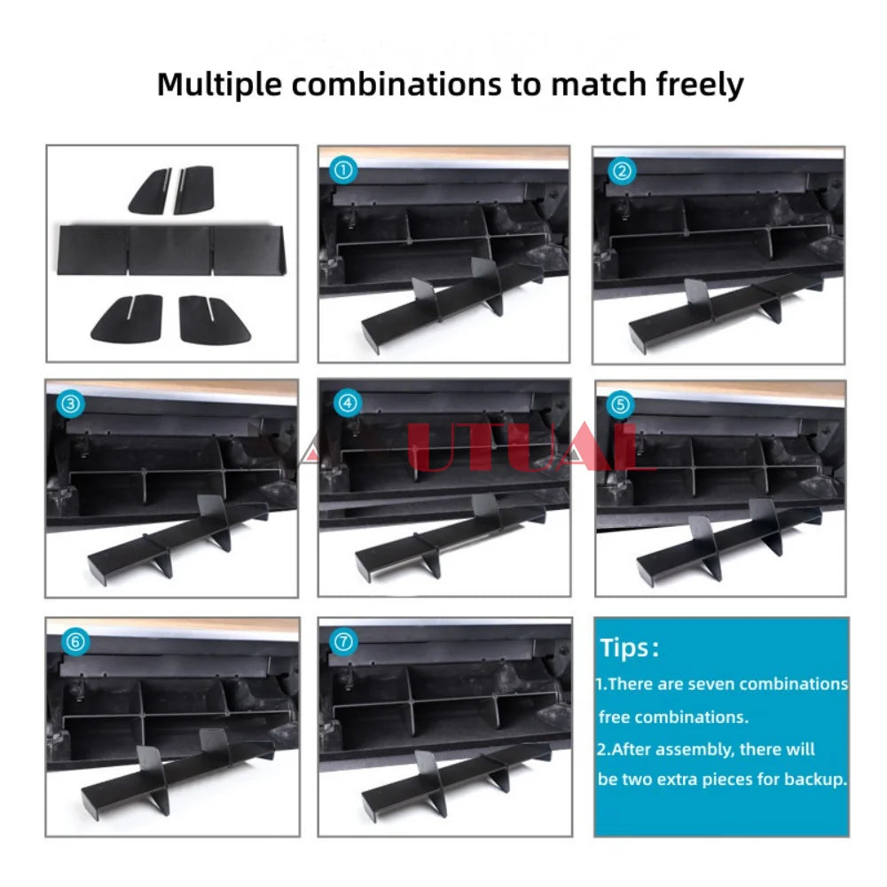 Glove Box Organizer Partition Plate For Tesla Model 3 Model Y 2016 - 2023 Center Console Storage Stowing Tidying Divider Shelf