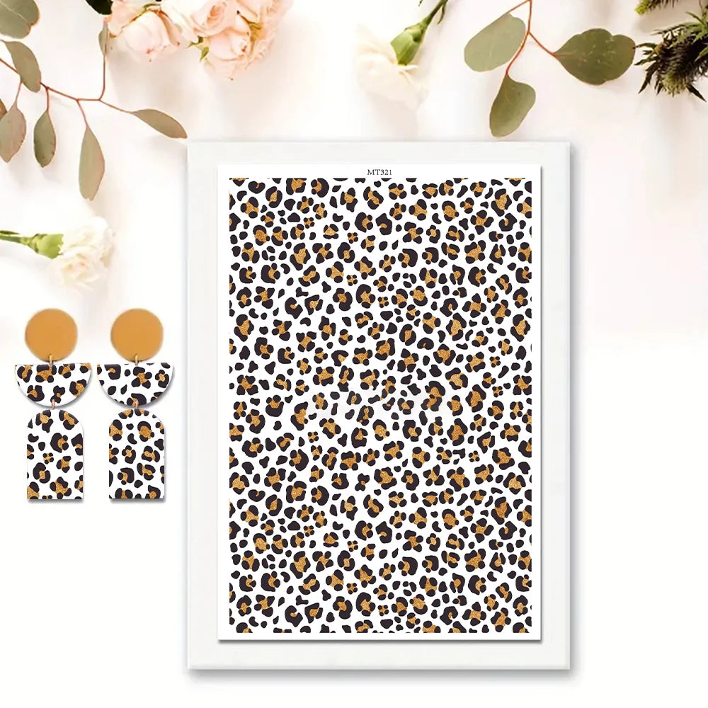 Leopard Print Pattern Polymer Clay Watercolor Transfer Paper Pottery Earrings Jewelry Soluble Disposable Sticker Tools