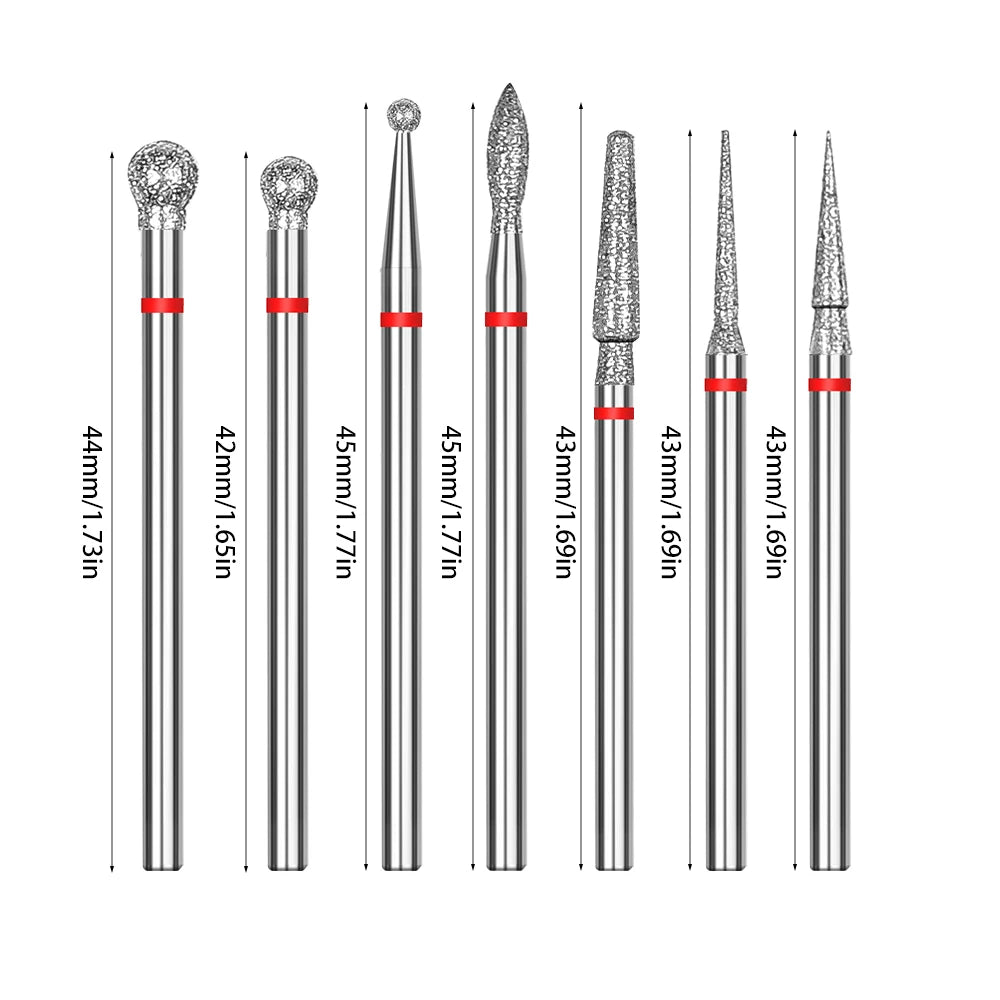 7 Pcs Nail Cone Tip Diamond Drill Bits Electric Cuticle Clean Rotary for Manicure Pedicure Grinding Head Sander Tool