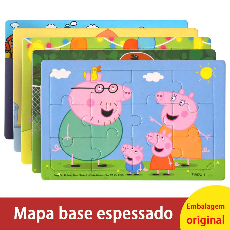 Peppa Pig Puzzle Early Education Puzzle Kindergarten Paper Building Block Thinking Cartoon Model Toy Action Doll Children Gifts
