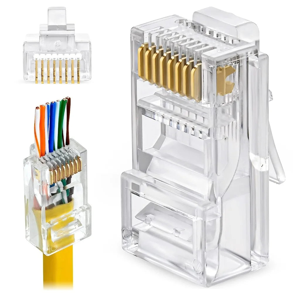 ZoeRax 50 Pcs RJ45 Cat6 Pass Through Connectors - EZ to Crimp Modular Plug for Solid or Stranded UTP Network Cable