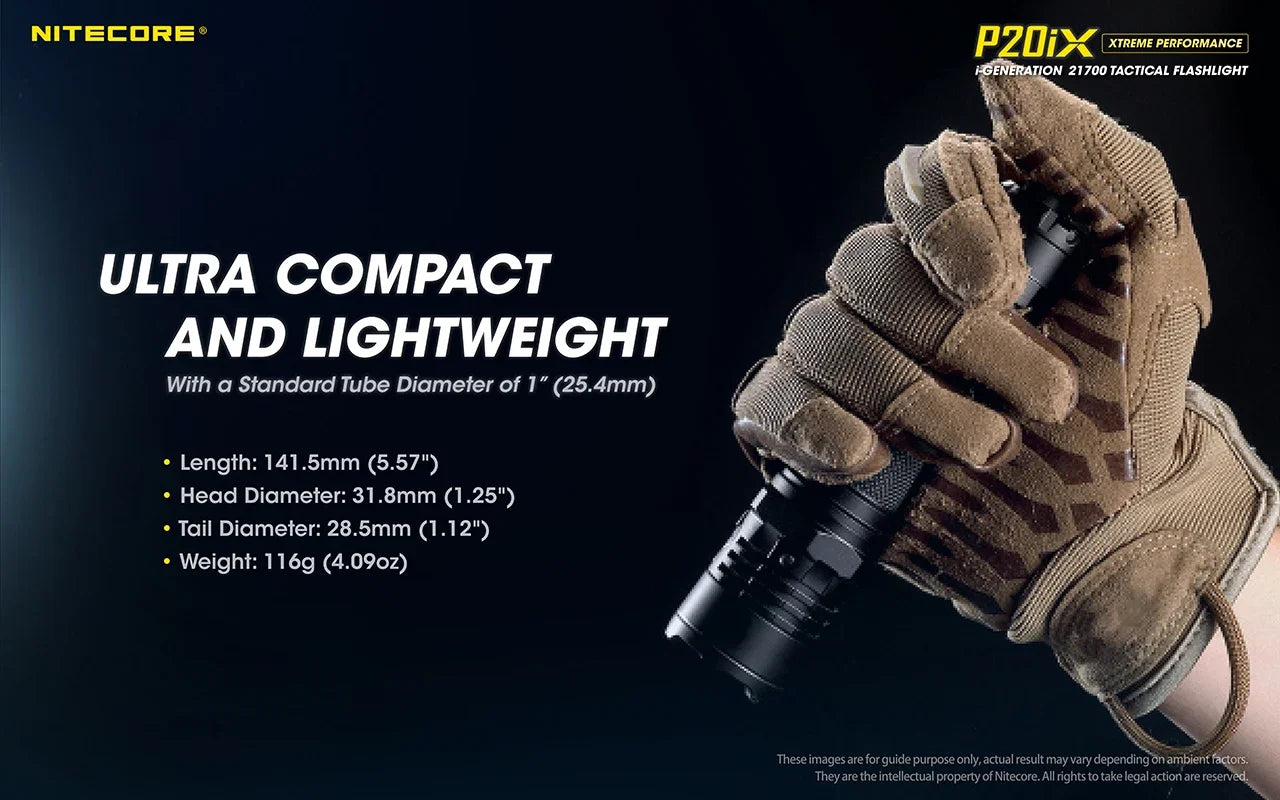 NITECORE P20ix Powerful Tactical LED Flashlight 4000Lumens Rechargeable Torch Light with 21700 Battery for Self-defense Camping
