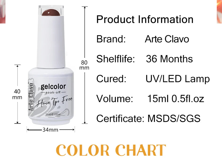 Arte Clavo HEMA TPO FREE Gel Nail Polish Jelly 15ml LED Nail Gel Hybrid Varnish Matt Top Base Coat Nail Art Gellak Primer
