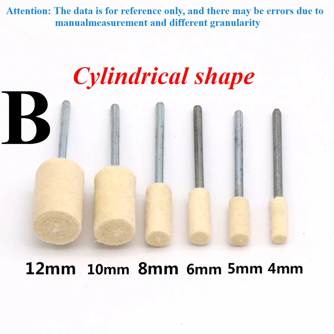 5/6PCS O.D 3-12mm Wool Felt Polishing Wheel Grinding Head Suitable for Dremel Drill Bit Rotation Tool 2.35mm Handle