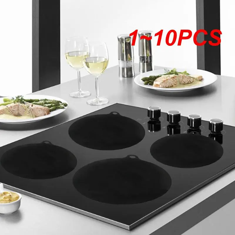 1~10PCS Kitchen Silicone Induction Cooker Protector Mat Heat Insulated Pad Reusable Protective Cook Top Cover Black Pot Mats