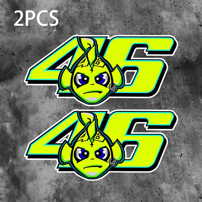 1/2PCS Green Fish Motorcycle Sticker Waterproof Vinyl Decal for Motorbike Side Panel Car Body Electric Scooter Decoration
