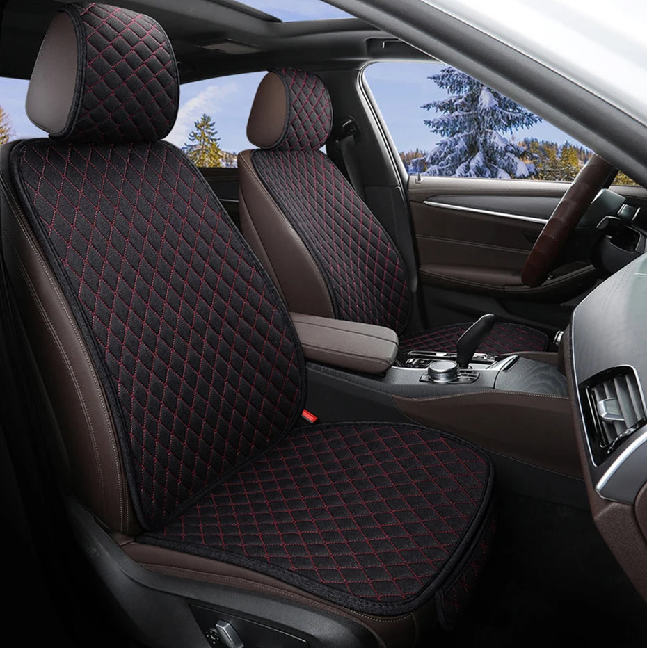 SEAMETAL 1Pc Flax Car Front Seat Cover Breathable Linen Car Seat Cushion Anti Slip Auto Chair Protector Universal for Sedan Suv