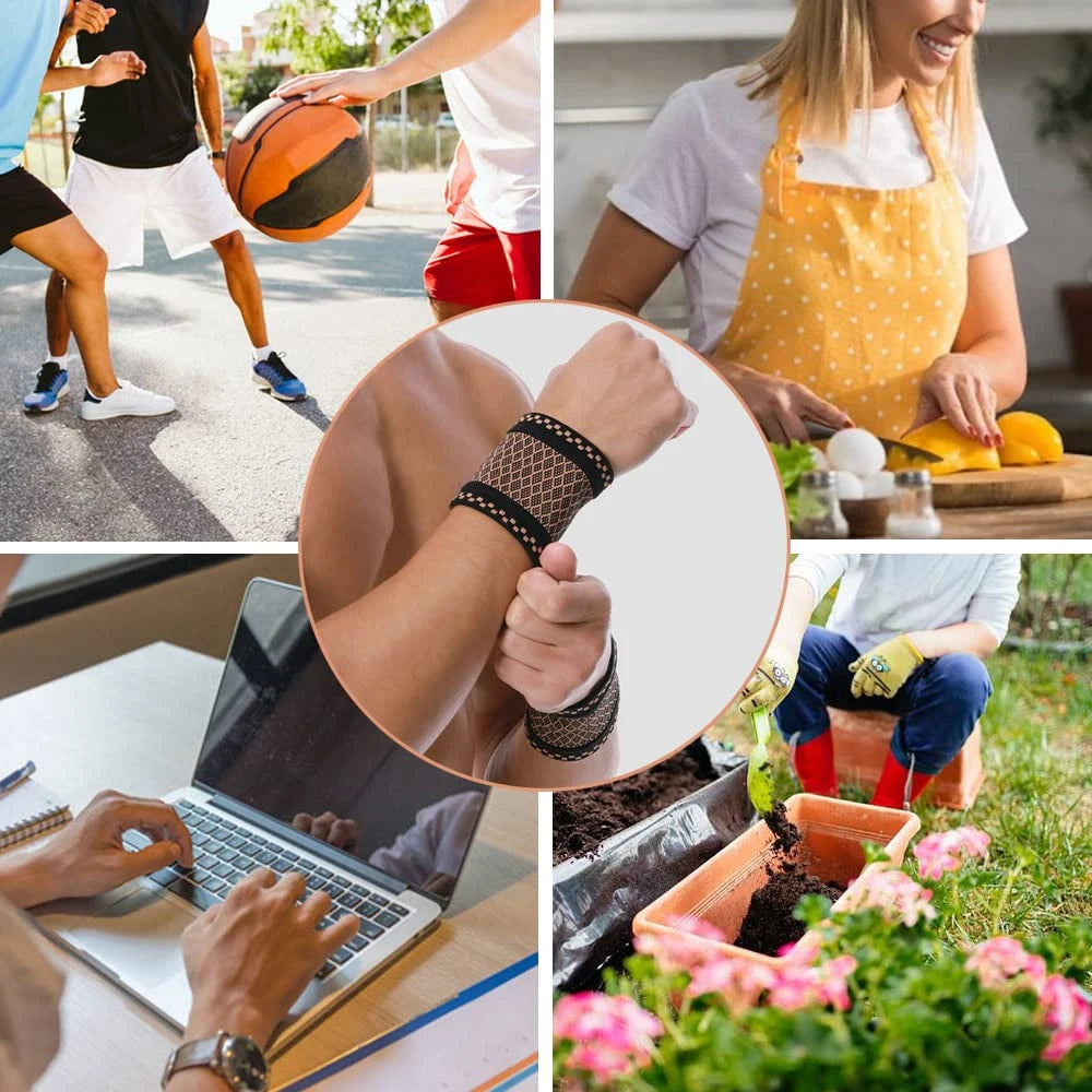 1Pair Copper Compression Wrist Sleeve Compression Wrist Supports for Men and Women Tennis, Sport, Fitness Workout, Carpal Tunnel