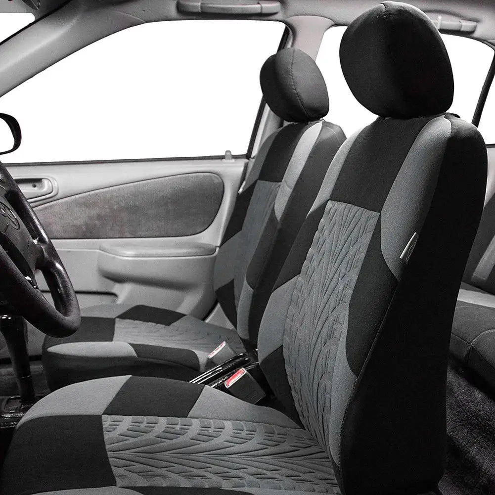 Tire Track Pressing Car Seat Covers Full Set Universal Cloth Car SUV Van Automotive Interior Covers Airbag Compatibe