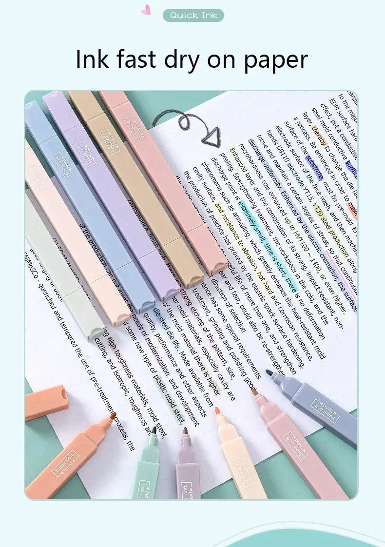 Pastel Highlighters Double-Sided – 6pc Set