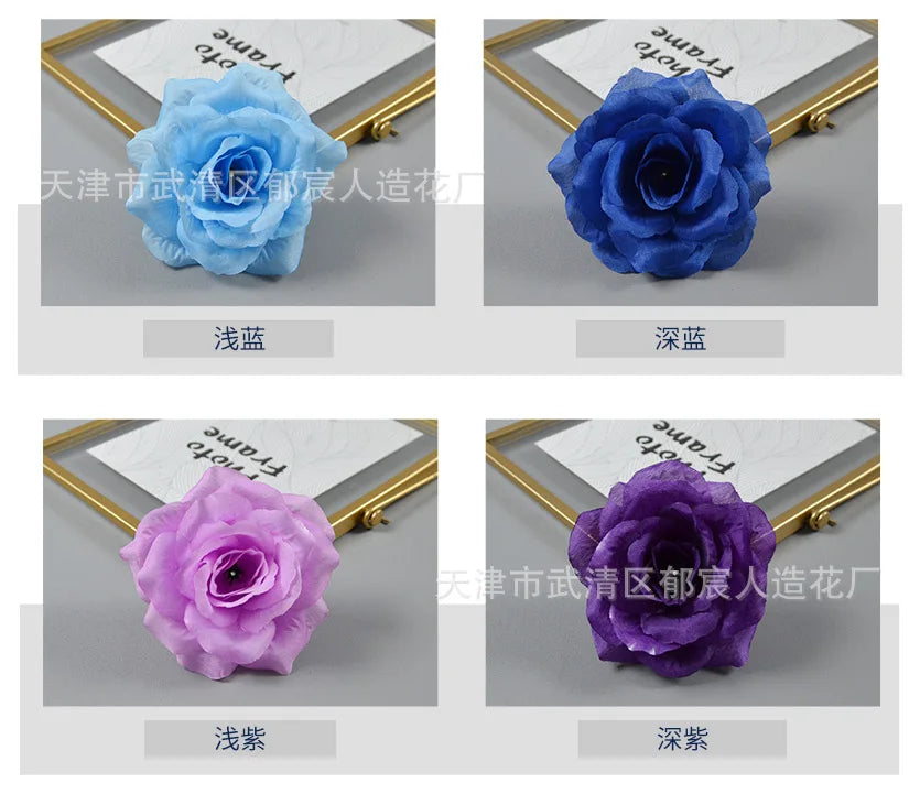 10pcs 10cm Artificial Roses Flower Heads DIY Wedding Home Decoration Party Festival Supplies Fake Flowers