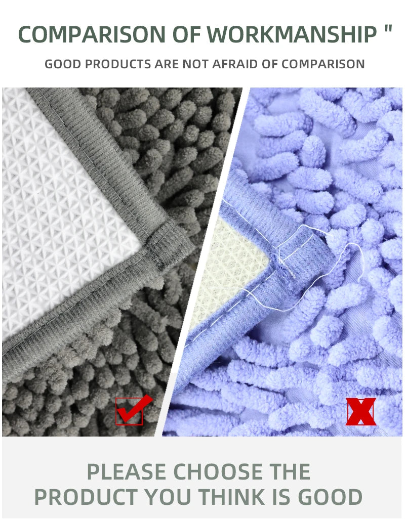1pc 40*60cm Blue Soft and Absorbent Chenille Bath Rug - Non-Slip and Quick Dry Shower Carpet for Home Bathroom -Machine Washable