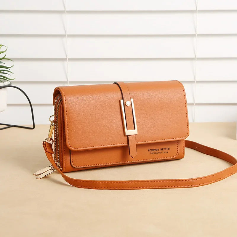 PU Material Women's Mobile Phone Bag Fashionable and Multifunctional Women's Small Square Bag Trendy and Retro Shoulder Bag