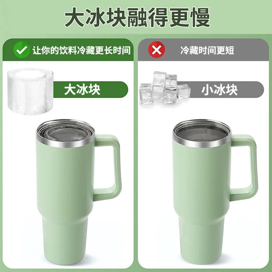 Ice Mold for Stanley Cup Silicone Cylinder Ice Mold with Lid and Bin for Freezer Ice Drink Juice Whiskey Cocktail Summer Gifts