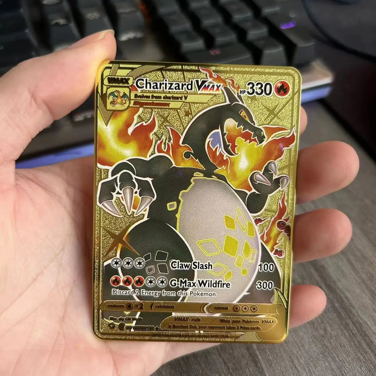 10000 Arceus Vmax DIY Golden Pokemon Cards in Spanish Iron Metal Pokmo Letters Kids Gift Game Collection Cards