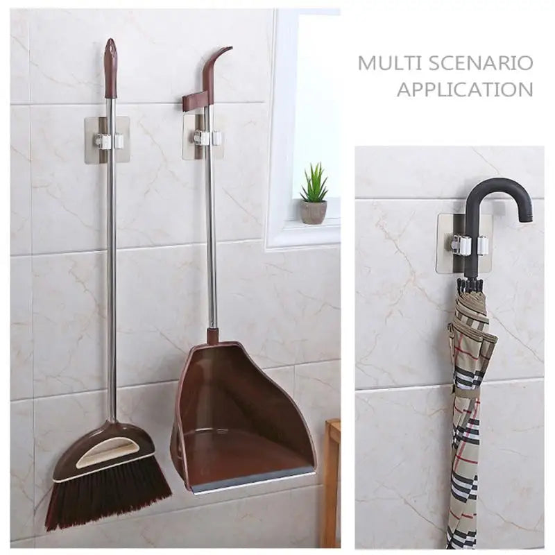 1~10PCS Kitchen Multi-Purpose Hooks Wall Mounted Mop Organizer Holder Rack Self Adhesive Broom Hanger Waterproof Bathroom Strong