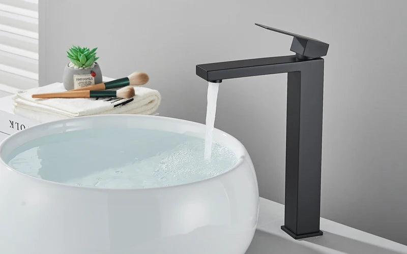 Shinesia Bathroom Faucets Stainless Steel Basin Faucet Tall And Short Deck Mounted Bathroom Sink Mixer Tap Hot And Cold Water