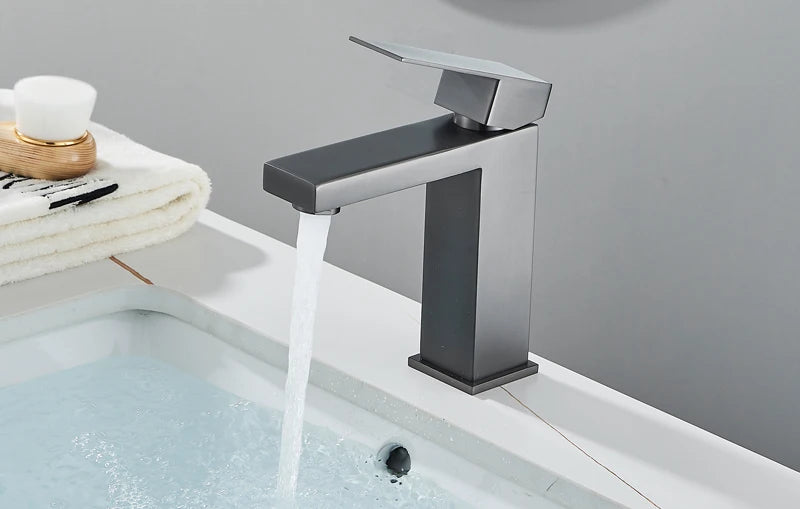 Shinesia Bathroom Faucets Stainless Steel Basin Faucet Tall And Short Deck Mounted Bathroom Sink Mixer Tap Hot And Cold Water