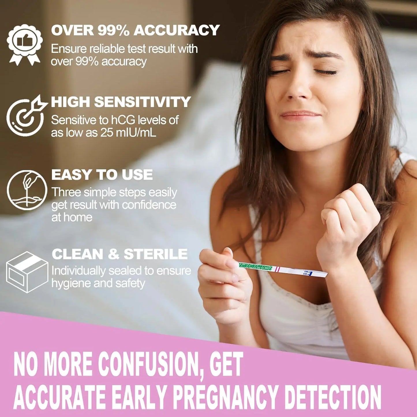 50 Pregnancy Test Strips Early Detection HCG Test Strips for Women, Rapid Early Results Over 99% Accurate up to 6 Days Before