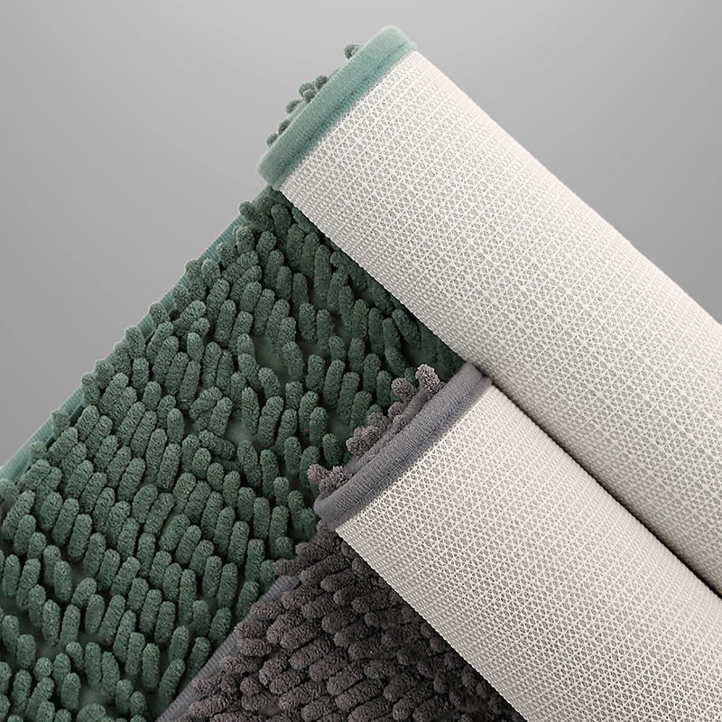 1pc 40*60cm Blue Soft and Absorbent Chenille Bath Rug - Non-Slip and Quick Dry Shower Carpet for Home Bathroom -Machine Washable