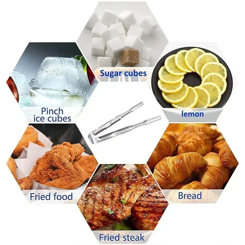 Stainless Steel Ice Tongs Bread Cake Clamps Salad Coffee Sugar Cubes Clips for Restaurant Bar Party Serving Tongs Kitchen Tools