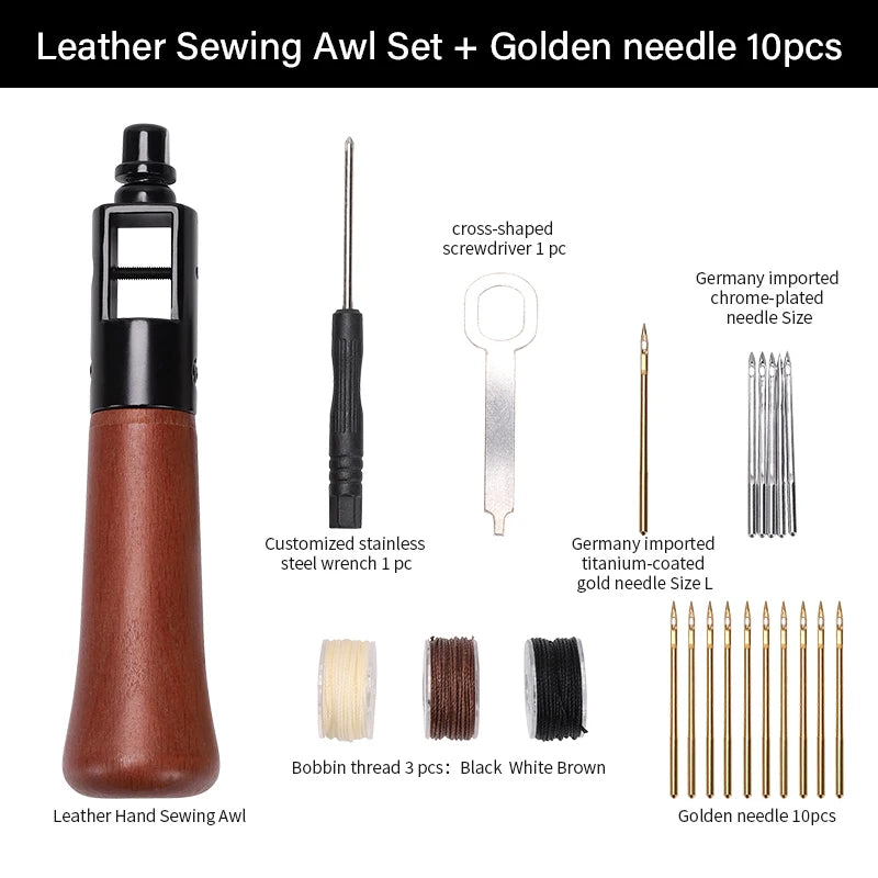 WUTA Leather Sewing Awl Thread Kit Speedy Stitcher Hand Sewing Machine Tools Kit Leather Craft Stitching Shoemaker Canvas Repair