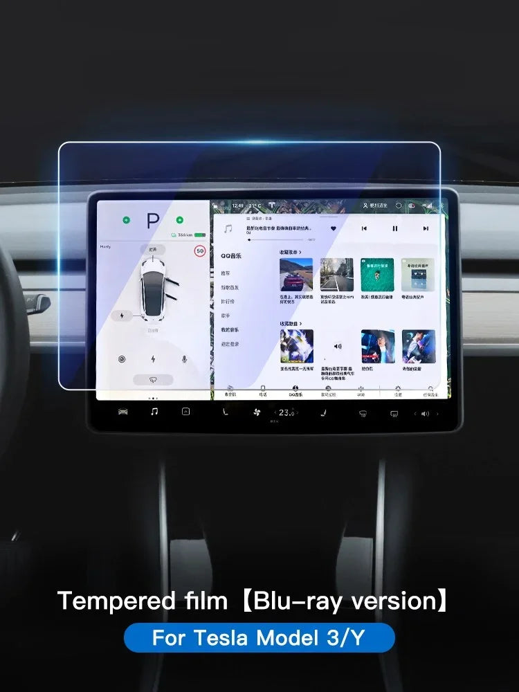 YZ Tempered Glass Screen Protector For Tesla Model 3 Y X 2023 2022 2021 Center Control Accessorie Tesla HD Film Protection