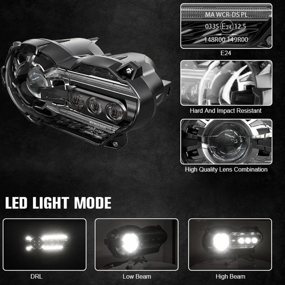 E24 E-MARK Motorcycle LED Headlights For BMW R1200GS R 1200GS 2004-2012 R 1200GS ADV Adventure 2005-2013 Moto Lights Assembly