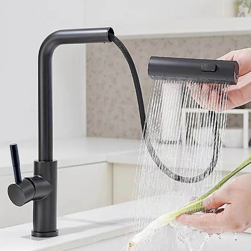 Baokemo stainless steel pull down water tap Single Handle sink three-in-one Hot And Cold kitchen faucet