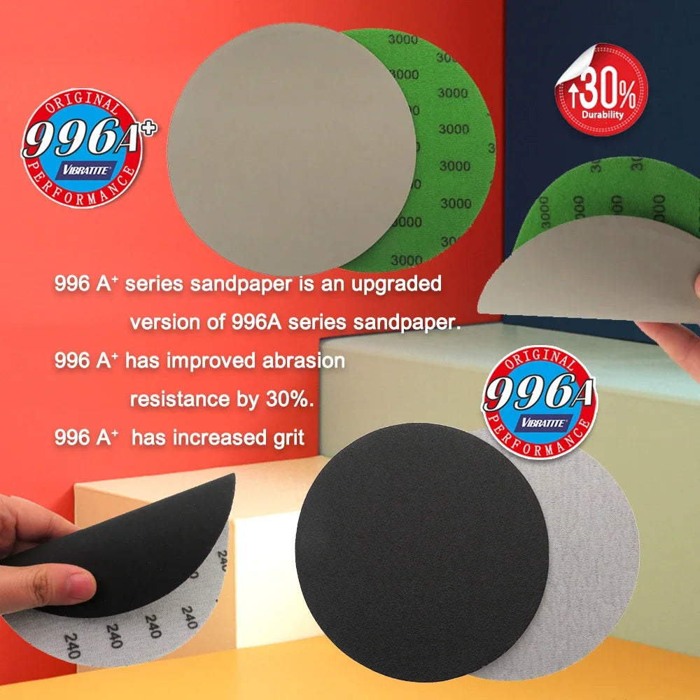 6 Inch Waterproof Hook and Loop Sanding Discs 60-10000 Grit Flocking Sandpaper 150mm for Wet Dry Grinder Polishing, 10 Pieces