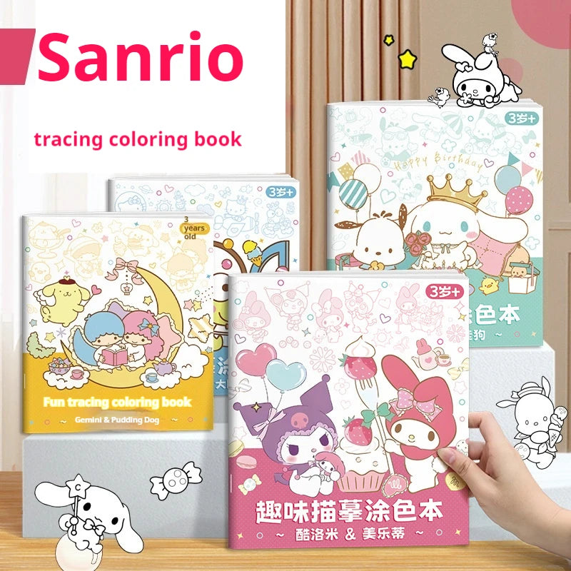 New Sanrio Kuromi Painting Notebook Children'S Sketching Coloring Copy Notebook Elementary School Cartoon Anime Line Draft
