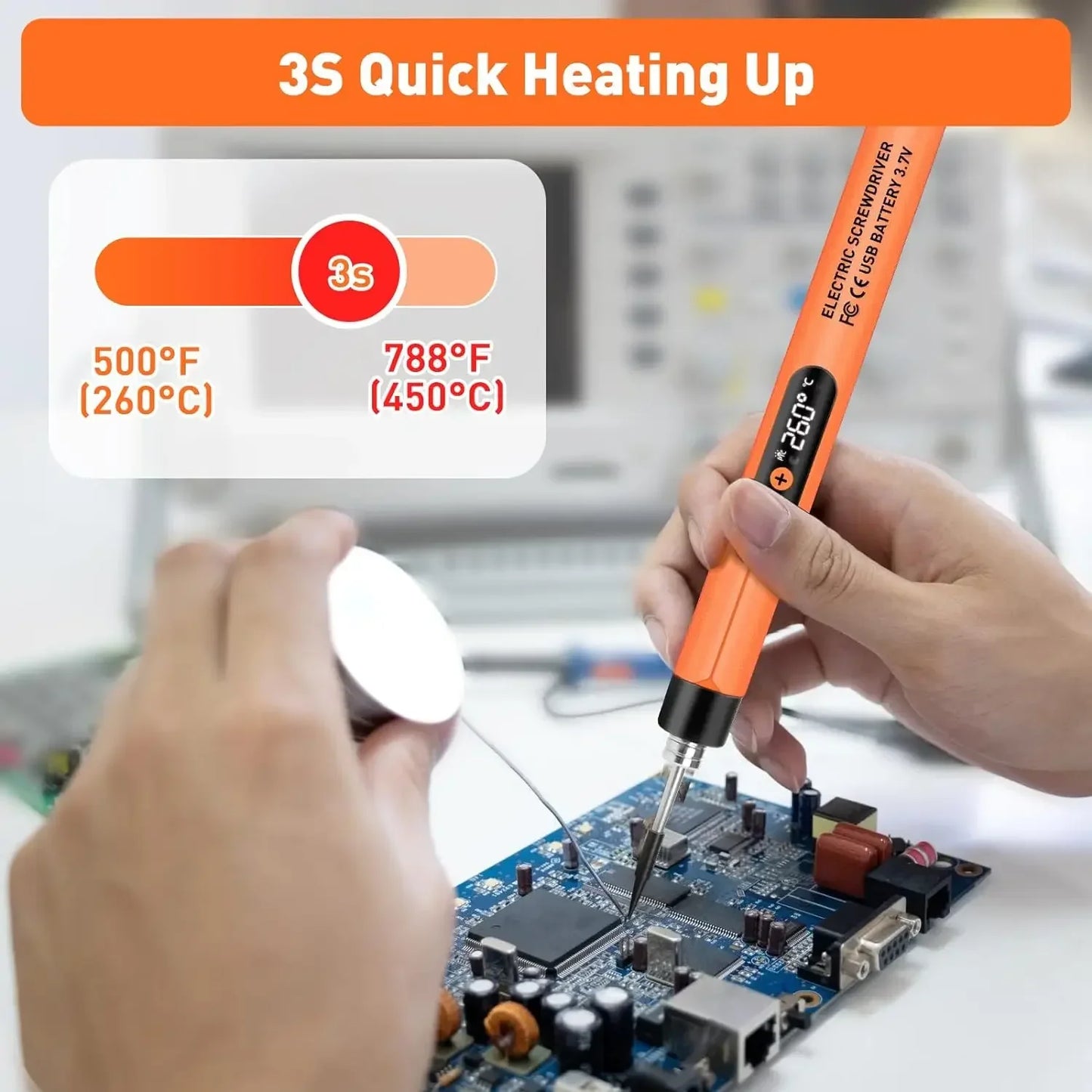 1000mAh USB LED Digital Electric Soldering Iron Kit Mini Cordless Adjustable Temperature 300-450℃ Smart Welding Solder Tool
